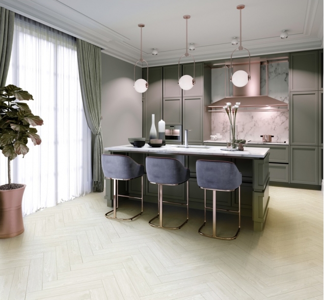 Виниловый ламинат SPC "Cronafloor" Herringbone Дуб Нант (640*128*4,5 мм) — купить в Мурманске