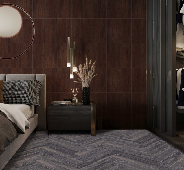 Виниловый ламинат SPC "Cronafloor" Herringbone Дуб Бордо (640*128*4,5 мм) — купить в Мурманске