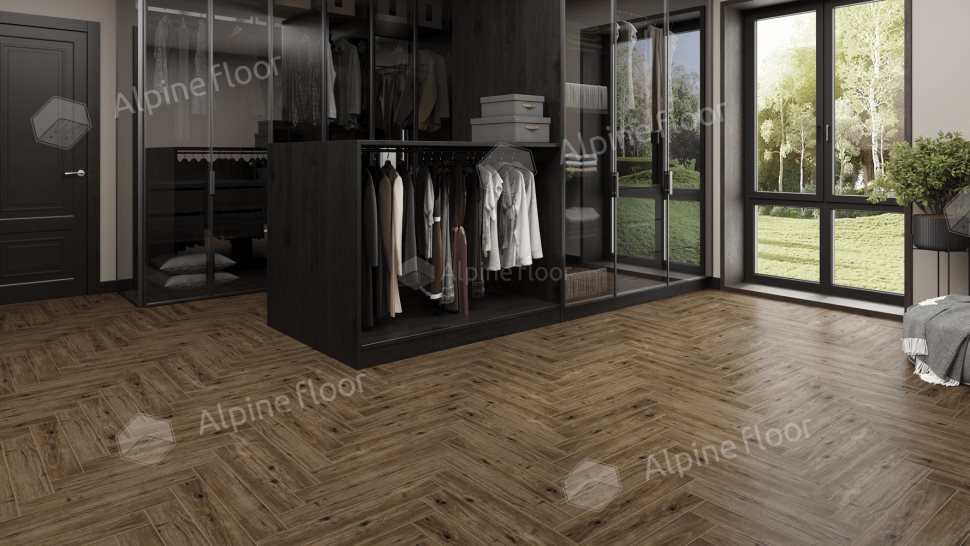 Ламинат "Alpine Floor" Herringbone 12 PRO Дуб Бордо (606*101*12 мм) — купить в Мурманске