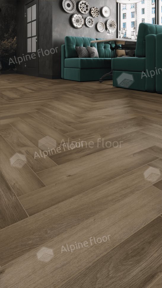 Ламинат "Alpine Floor" Herringbone 12 PRO Дуб Анжу (606*101*12 мм) — купить в Мурманске